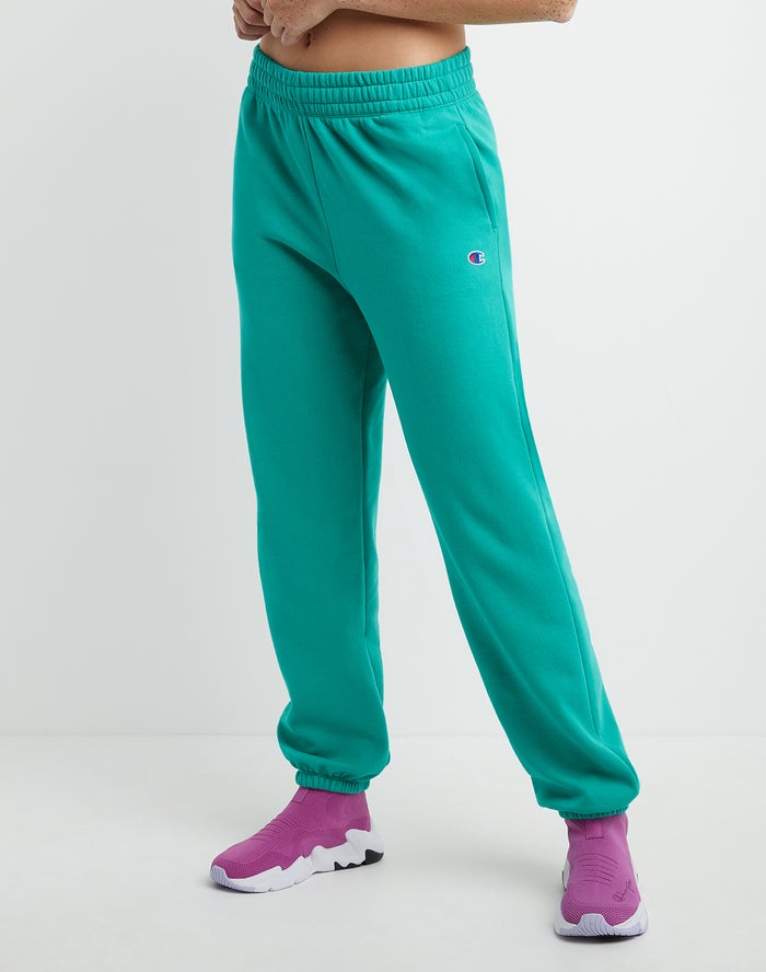 Champion Joggingbroek Dames - Turquoise - Powerblend Fleece Boyfriend ( 486532-ZLY )